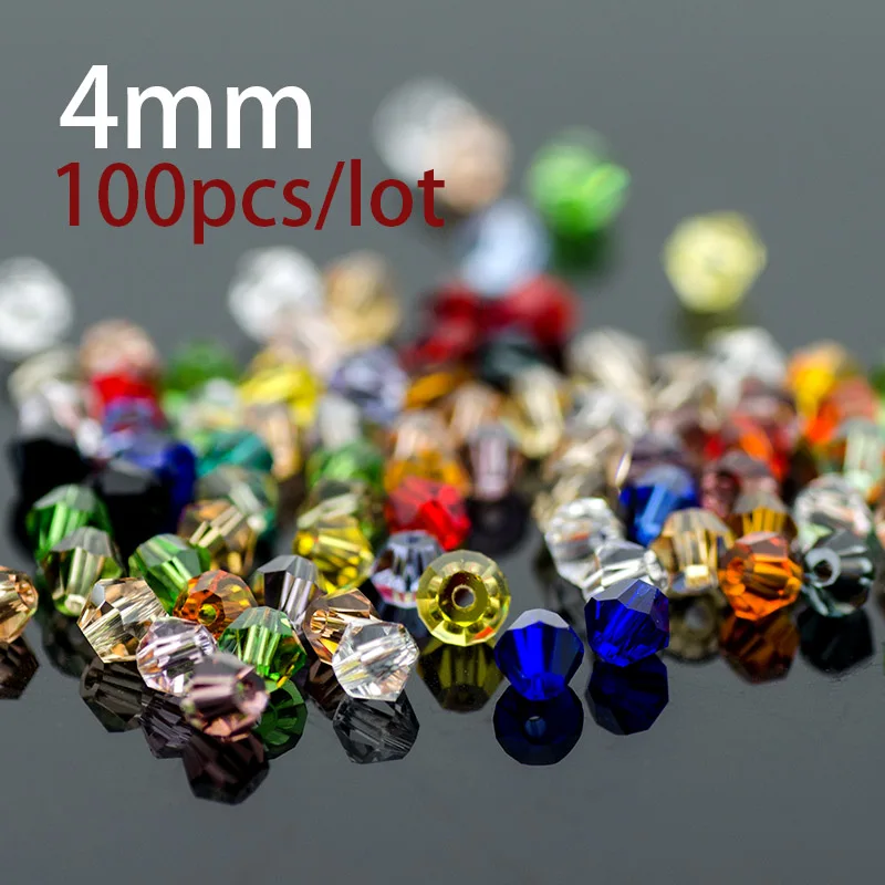 Стеклянные бусины разделители 100 шт./лот 4 мм 5328/5301|beads for diy|bicone beadscrystal glass beads |