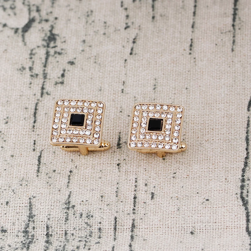 Cufflinks For Men Women Novelty Classic Crystal Rhinestone Cufflink for Men Shirt Wedding Gifts Bling CZ Cuff Links Jewelry