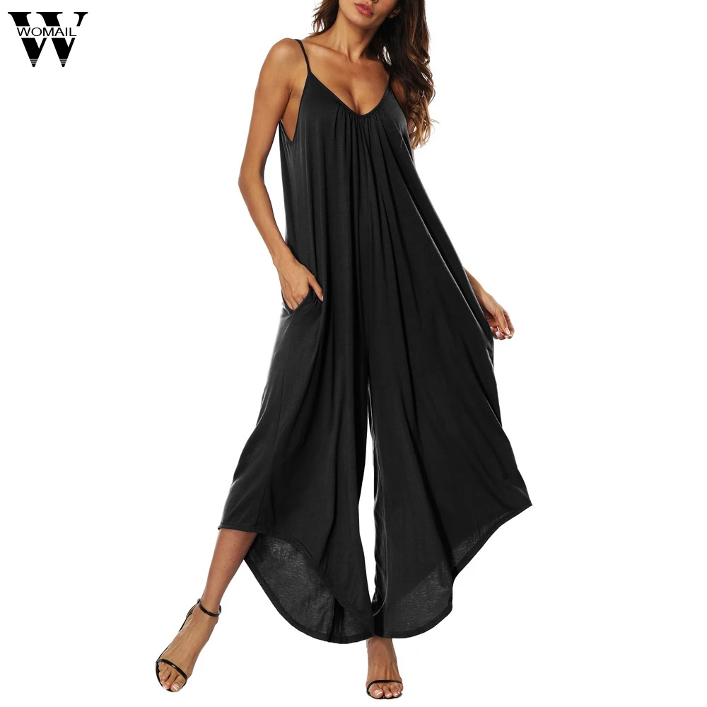 Womail bodysuit Women Summer Fashion Ladies Summer Sleeveless Backless Loose Long Playsuits Rompers Jumpsuit NEW dropship M6