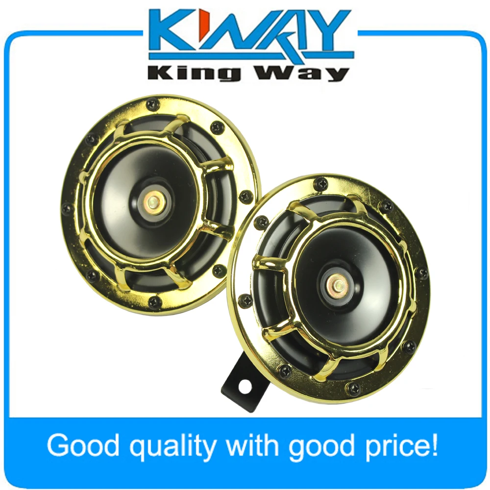 

12V Electric Gold Loud Blast Tone Grill Mount Compact Car Horn 335HZ/400HZ