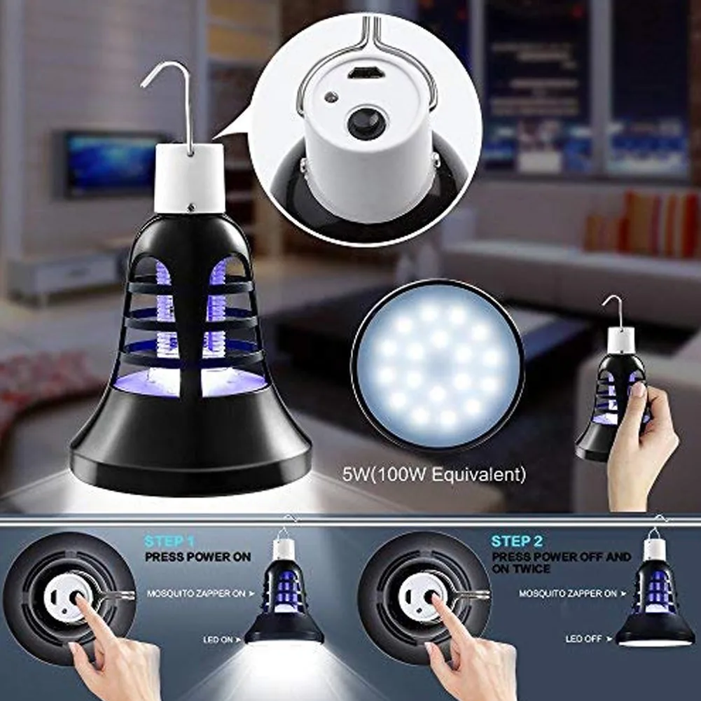 

Mosquito Bug Trap Electric Insect Killer Zapper LED Night Light for Outdoor Porch Camping DAG-ship