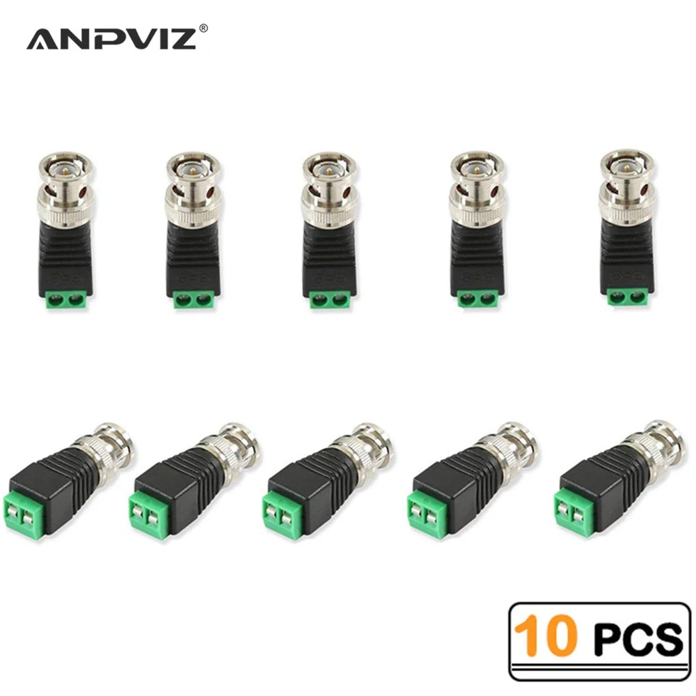 

10pcs/lot Mini Coax BNC Connector UTP Video Balun Connector BNC Plug DC Adapter For CCTV Analog Video Surveillance Camera KIT