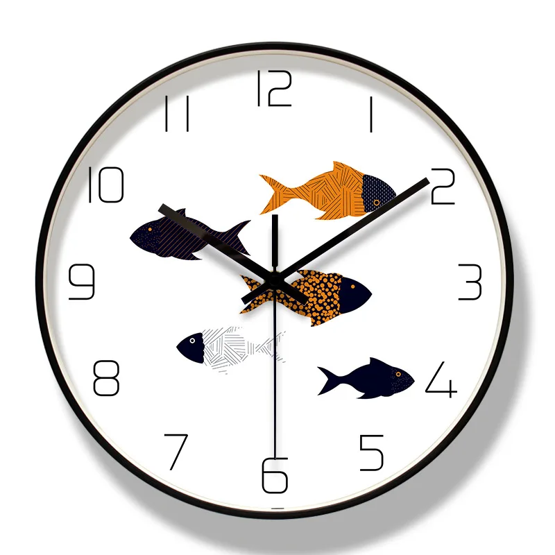Рыбы настенные часы искусства настенные часы Nordic Стиль Art современный минималистский атмосферное Гостиная Тихая кварцевые настенные часы