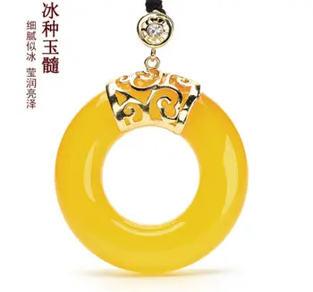 

Natural Yellow Agate Chalcedony Hand Carved Pendant Necklace Sweater Chain Jewelry Gift Wholesale