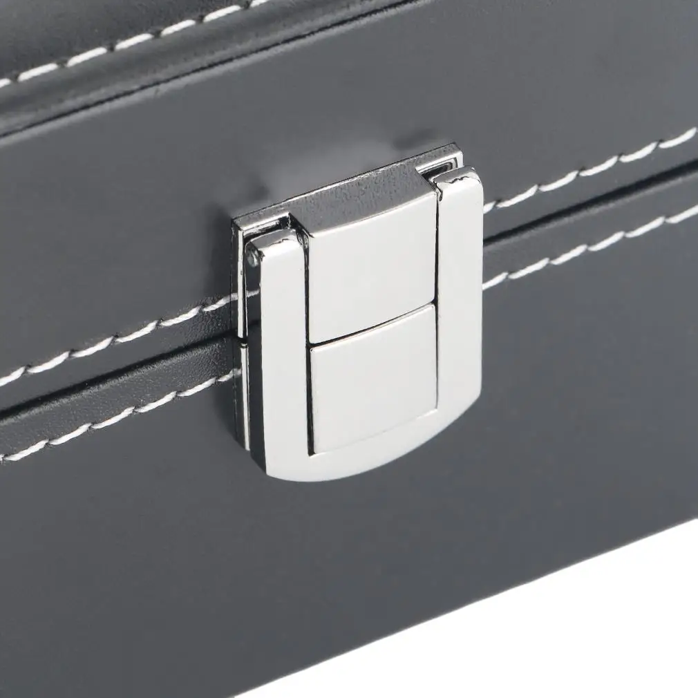 2 сетки черный простой узор PU кожа часы коробки, Футляр коробка витрина для украшений держатель для хранения роскошный подарок для дома часы