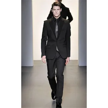 

2019 One Button Black Terno Men Suit 2pieces( Jacket+Pants+Tie) Terno Masculino Wedding Suits Men Wedding Blazer For Man