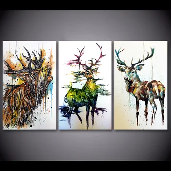 

3 Pieces Elk Graffiti Deer Animal Wall Art Canvas Pictures For Living Room Bedroom Home Decor Printed Canvas Paintings
