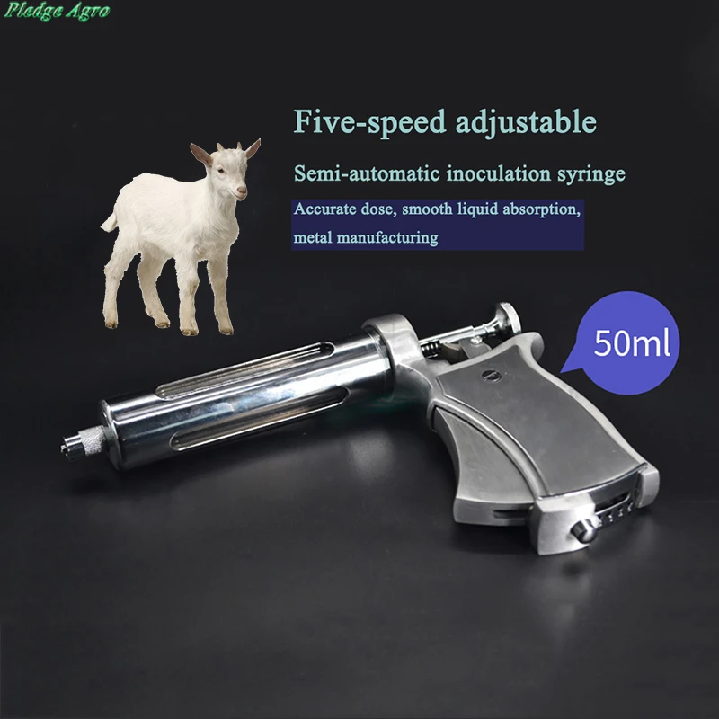 Adjustable Syringe Semi Automatic Metal 50ml Continuous Vaccine