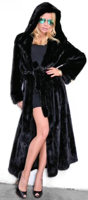 Tatyana X-длинное женское пальто из натурального меха норки, 120 см., тонкое пальто из меха норки с поясом, натуральная кожа, модное зимнее пальто из меха норки - Цвет: mkw-053 black