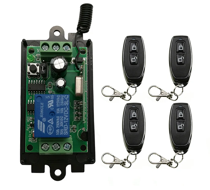 

DC 9V 12V 24V 1 CH 1CH RF Wireless Remote Control Switch System Receiver + metal Remote Garage Doors /window /lamp/ shutters