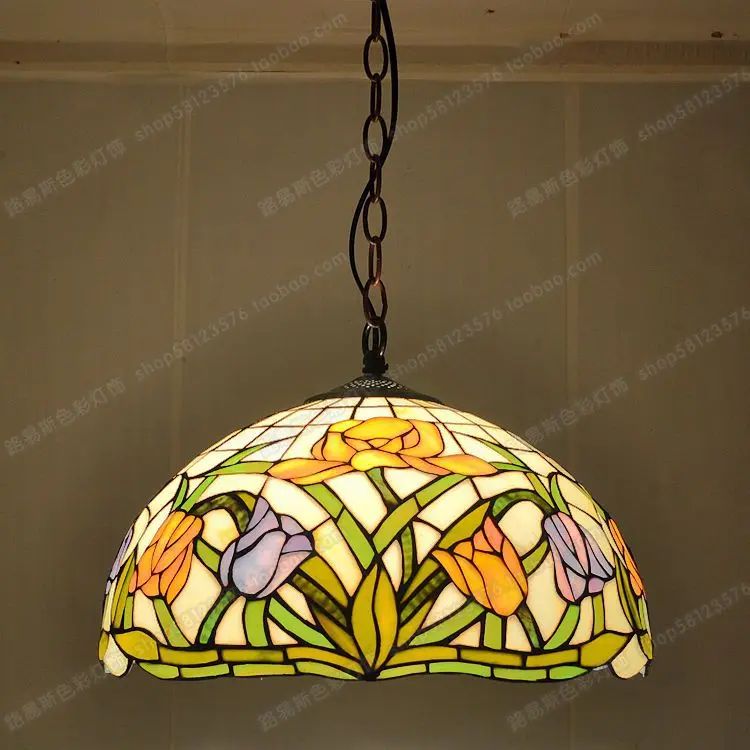 40 см Американский тюльпан античный кафе цветная стеклянная люстра Tiffanylamp осветительные приборы Кухня стол