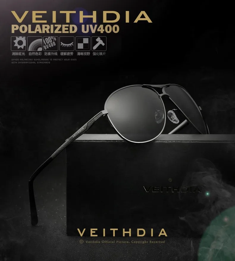 VEITHDIA, мужские солнцезащитные очки с поляризованными линзами, Oculos masculino, мужские солнцезащитные очки для мужчин, Летний стиль, аксессуары для очков 2556