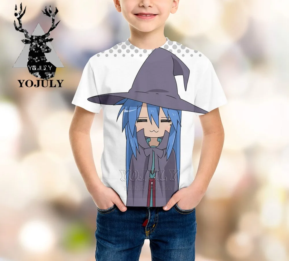 YOJULY/Новинка, детская одежда с 3d принтом в стиле Харадзюку, с принтом «Lucky Star» для маленьких мальчиков и девочек, детская футболка Лидер продаж, модные футболки, A145