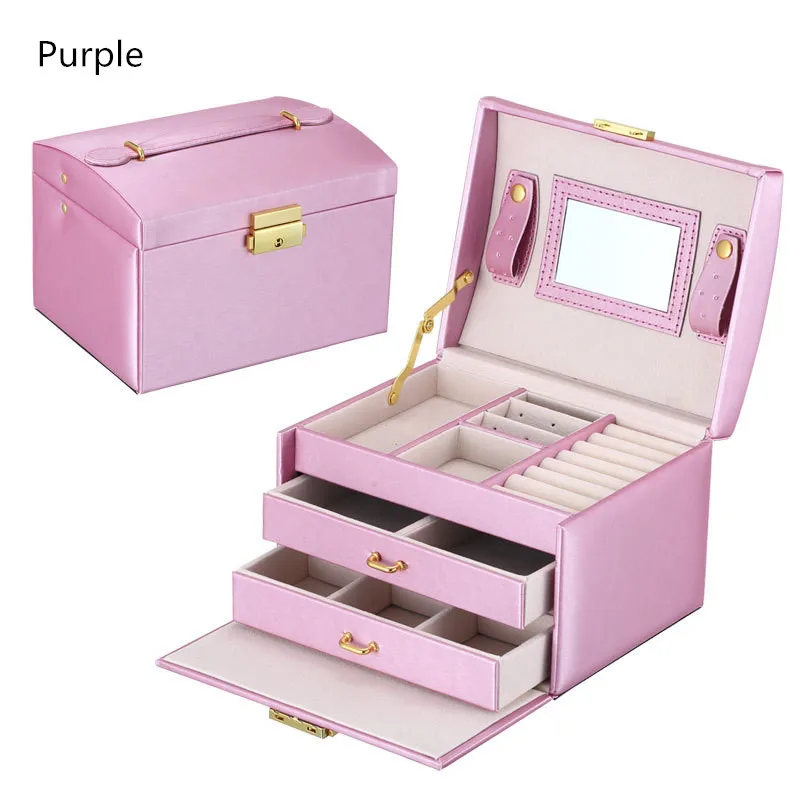 Three Layers 2019 Classical High Quality Leather Jewelry Box Jewelry Exquisite Makeup Case Jewelry Organizer Fashion Gift Box Three Layers 2019 Classical High Quality Leather Jewelry Box Jewelry Exquisite Makeup Case Jewelry Organizer Fashion Gift Box