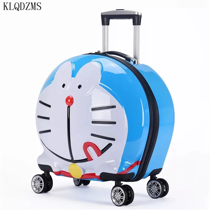 KLQDZMS мультфильм Doraemon Дорожный чемодан на колесиках для детей прокатный багаж Дорожная сумка на колесах