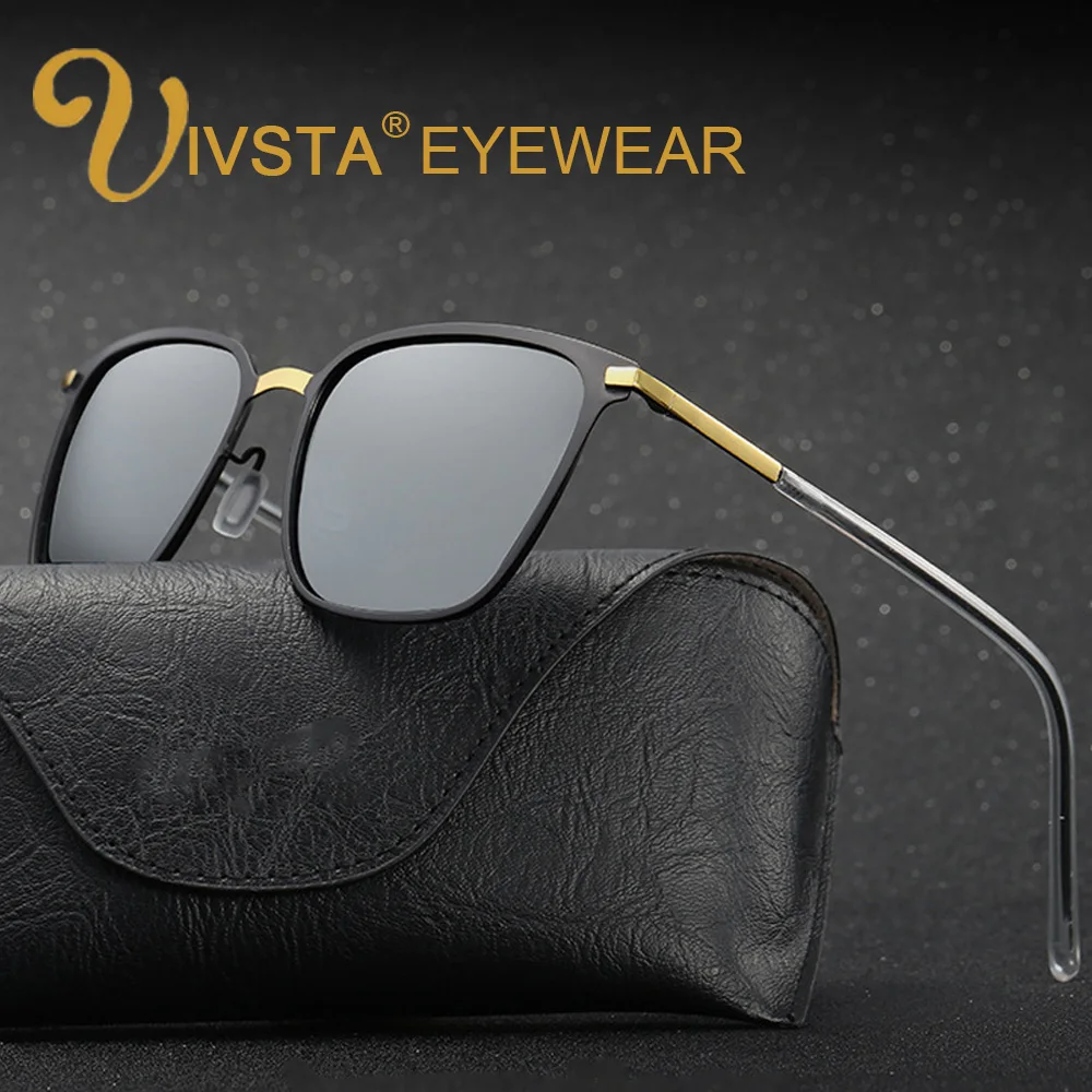 

IVSTA Stainless Steel Frame Super Light Thin TAC Polarized Sunglasses Men Square Mirror Brand Glasses Case High Quality 0864