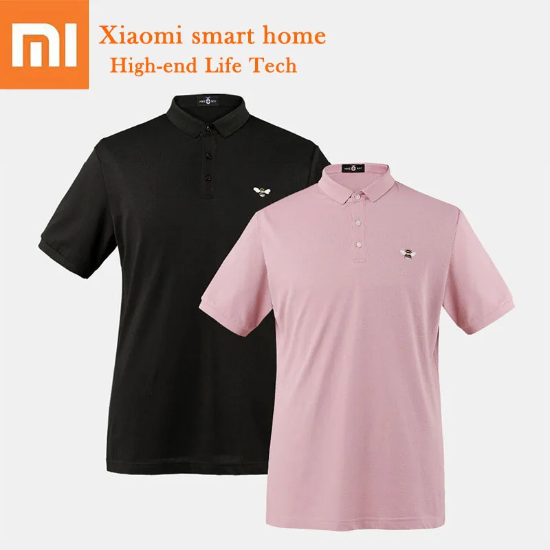 

Xiaomi Short Sleeve Tee Solid Color Clothing Embroidery Summer Comfortable Cool silky Polo Malet-Shirt Casual T-shirt Smart home