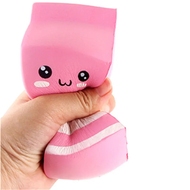 Моделирование squshy Симпатичные сказка медленный отскок PU молока toy box мягкими Аутентичные мягкий белый розовый мультфильм выражение йогурт