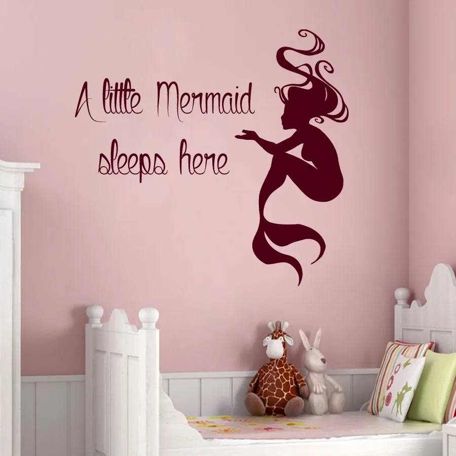 Mermaid Wall Sticker Removable Decals Quotes Kids Room Children Bedroom Decoration Wallpaper Mural Vinyl Decor S728 | Дом и сад