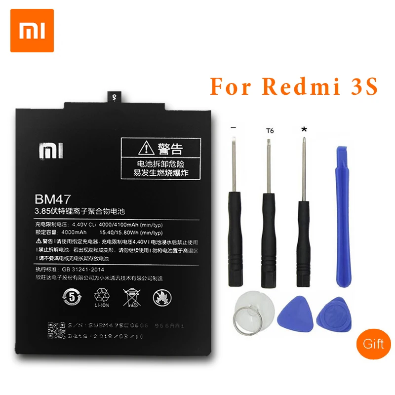 Оригинальный аккумулятор для мобильного телефона XiaoMi BM47 Xiaomi Redmi 3 S запасная