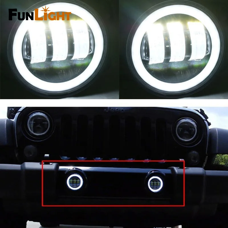 

1 Pair 4 Inch 30W LED Fog Lights White Halo Ring Angel Eyes for Jeep Wrangler 97-16 JK TJ LJ