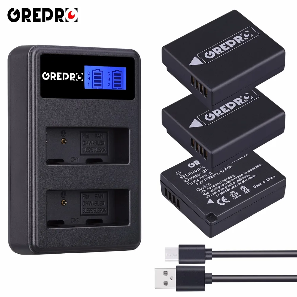 

3pcs 1500mAh DMW-BLG10 Battery DMW BLG10 DMW-BLE9 BPDC15 + LCD Dual USB Charger for Panasonic LUMIX GF5 GF6 GX7 LX100 GX80 GX85