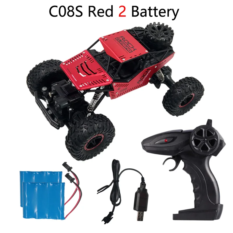 Teeggi 1/16 C08S Радиоуправляемая машина 2,4 ГГц 4WD сильная мощная альпинистская Радиоуправляемая машина внедорожник игрушки автомобиль для детей подарок радиоуправляемые машины модель дистанционного управления - Цвет: Red 2BAT