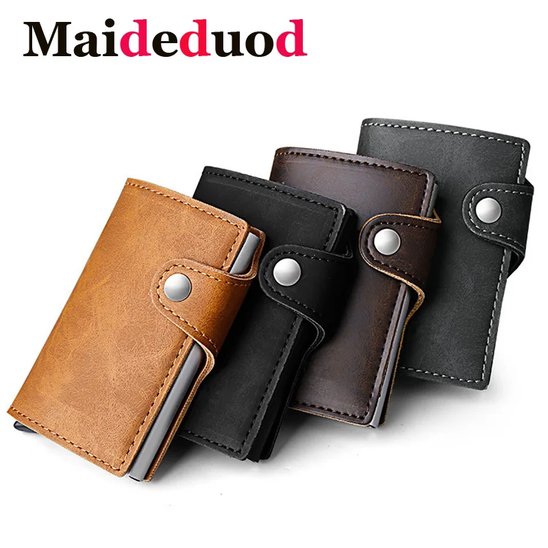 

Maideduod 2018 New Automatic Credit Card Holder Business Men Card Holders Fashion RFID Card Cases Aluminium Bank Card Wallets