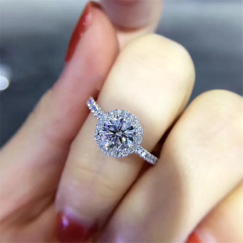 CC 925 Silver Rings For Women Cubic Zirconia Round Stone Bridal Wedding Engagement Ring Fashion Jewelry Drop Shipping CC583