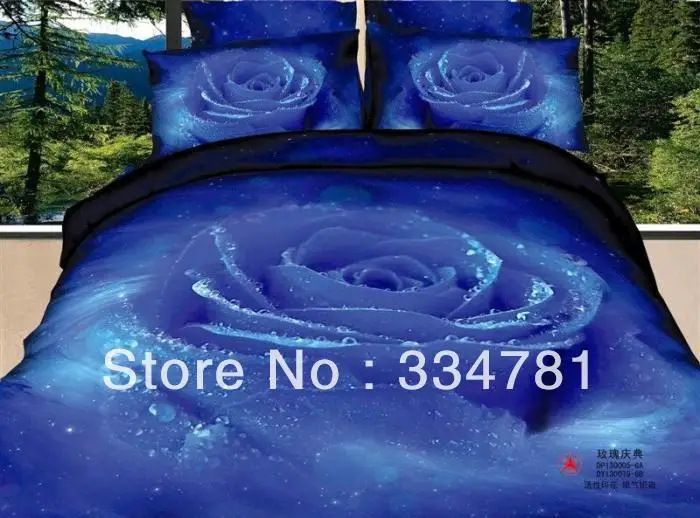 Hot New Beautiful 100% Cotton 4pc Doona Duvet QUILT Cover Set bedding set Full / Queen King size 4pcs flower blue rose | Дом и сад