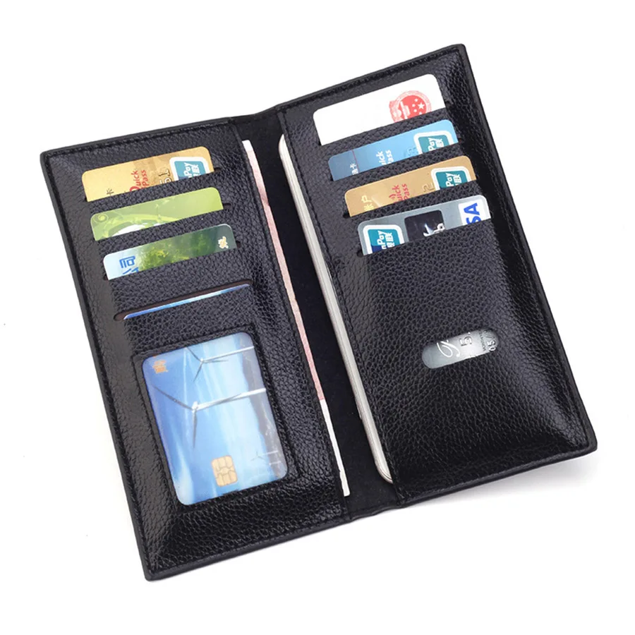 

Brand 2019 New Men's Wallets PU Leather Long Wallet Slim Black Clutch Male Wallets ID Card Holder Thin Purse