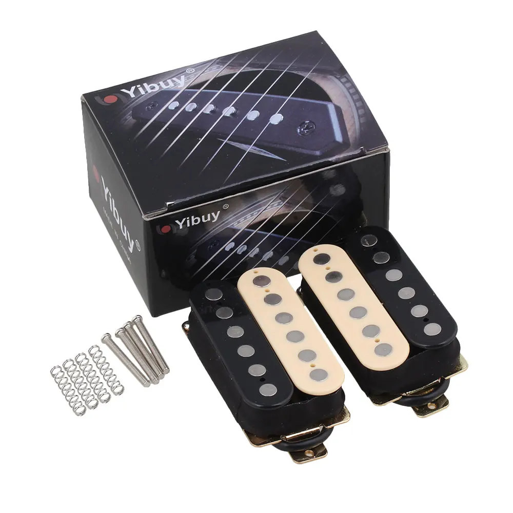 

Yibuy 2 pcs Electric Guitar Humbucker Double Coil Pickups Black & Yelllow HOC63