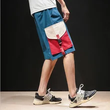 Новые мужские шорты Карго дизайнерские Лоскутные карманы летние шорты контрастных цветов мужские Хип Хоп Уличная Повседневная короткая мужская