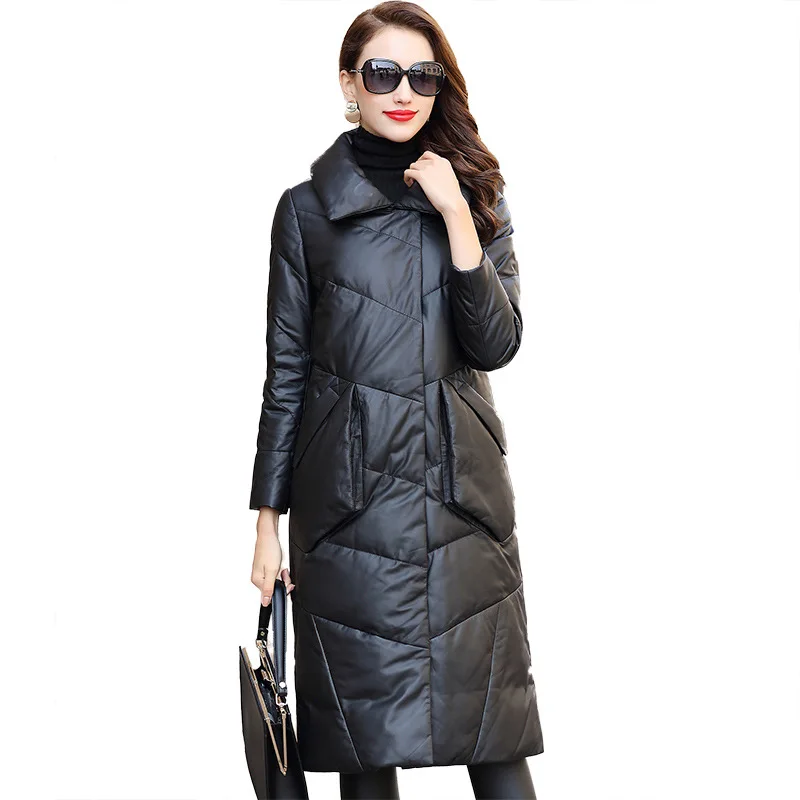 Куртка из натуральной кожи, зимнее теплое пуховое пальто, Женское пальто из настоящей овчины, корейские женские куртки, HQ18-RS181803B, YY355
