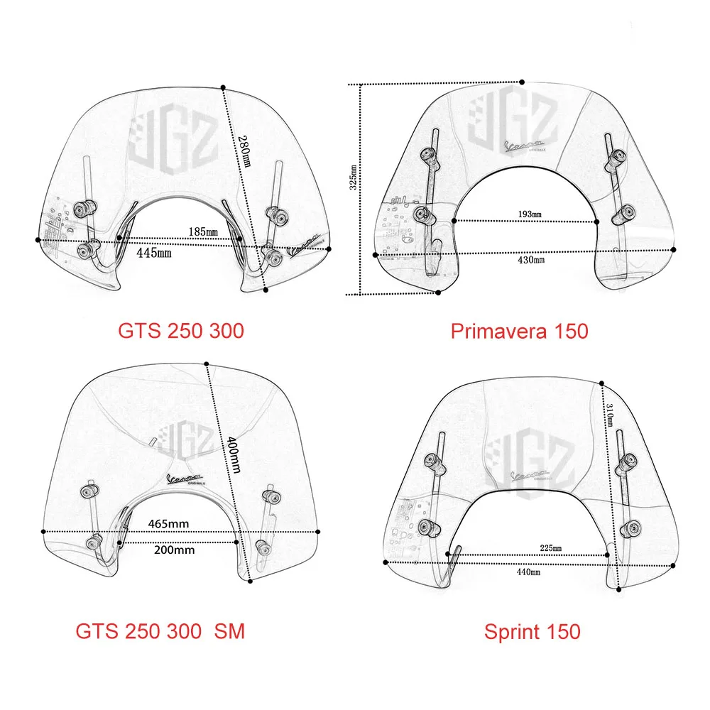 Мотоцикл акриловый экран лобовое стекло Ветер Дефлектор покрытие лобового стекла черный прозрачный для Vespa GTS 250 300 Sprint Primavera 150 S