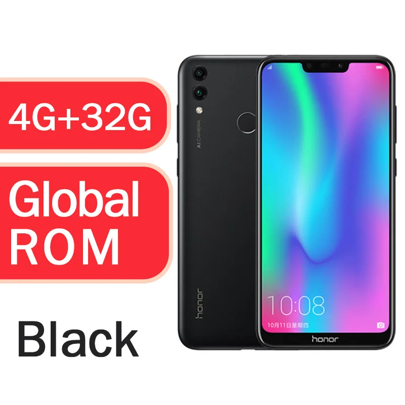 Honor 8C Global Rom, 3 слота, Face ID, 6,26 дюймов, Восьмиядерный процессор Snapdragon 632, 13 МП, двойная камера заднего вида, 4000 мАч, мобильный телефон - Цвет: 4g 32g Black