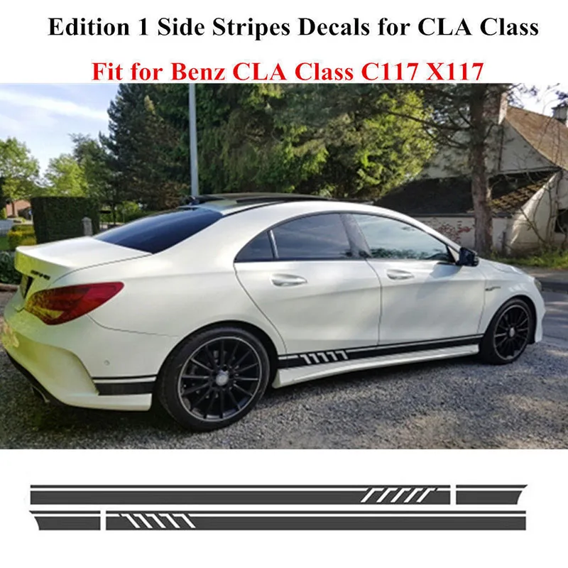 2 шт стильные Боковые Полосатые наклейки для Mercedes Benz W117 C117 X117 CLA AMG