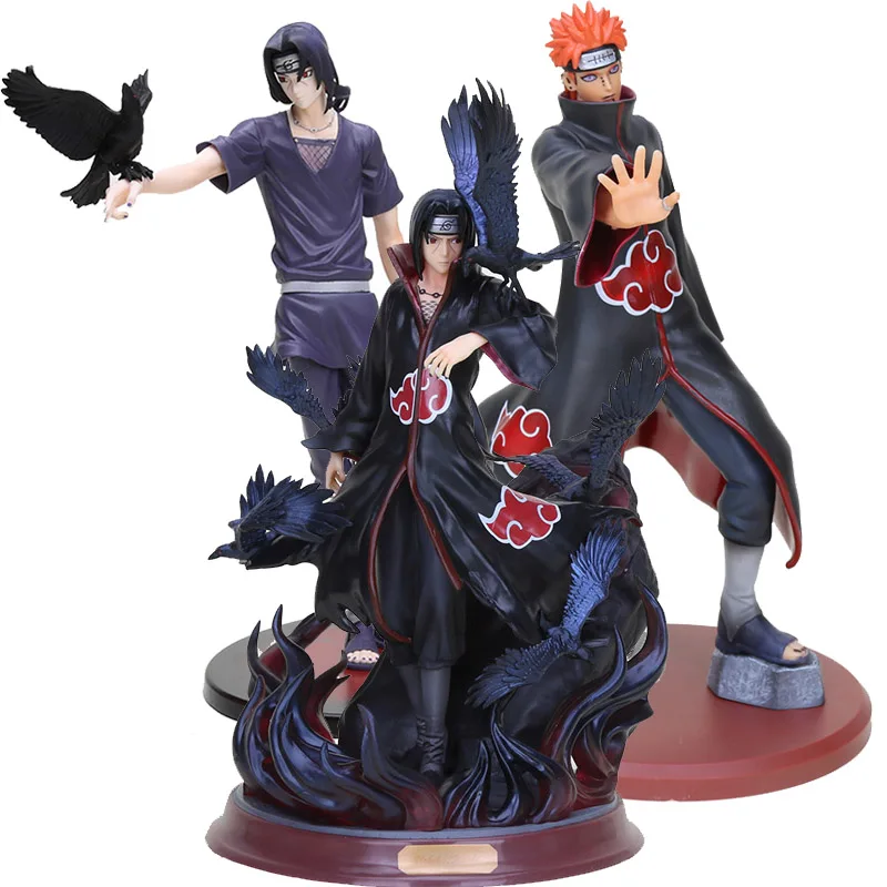 

Anime Naruto Shippuden Akatsuki Itachi Pain Sasuke PVC Action Figure GK Uchiha Itachi With Crow Collectible Model Toy
