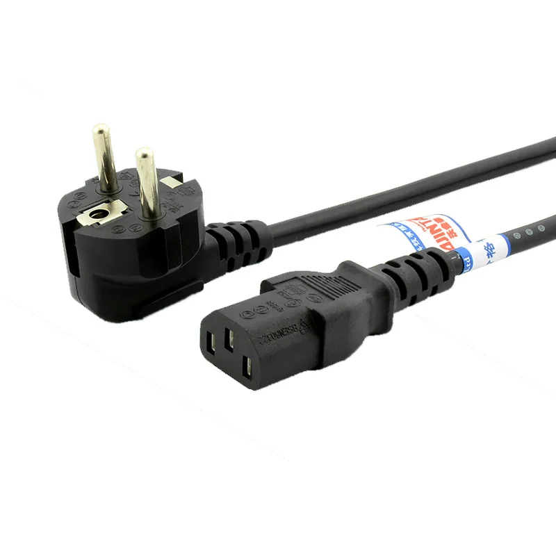 

1.5 Meter 90-degree European EU AC Power Cord Cable Plug for Computer/Monitor, Euro plug or CEE7/7 To IEC 60320 C13 - Black