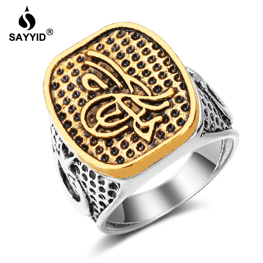 

SAYYID 2018 New Design Trendy Ring Turkey Star Moon Emblem Ring Men's Fashion Ancient Silver Ring Gift Jewelry in Stock