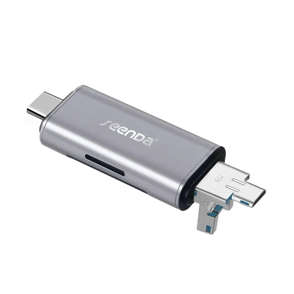 SeenDa все в 1 USB 3,0 смарт-кард-ридер высокоскоростной TF Micro SD кард-ридер OTG Тип C кард-ридер Micro USB SD адаптер - Цвет: Gray