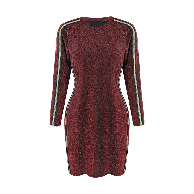 

plus size spring autumn western style fashion loose striped long sleeve 3XL-7XL overweight woman's Casual sheath knitted dress