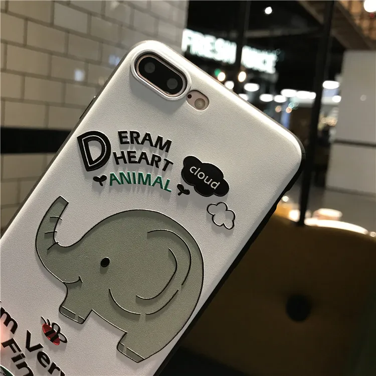  BIGCHEN Giraffe Elefant Fall Für iPhone 6 6s 7 Plus Abdeckung Weichen Silikon Floral Schützen Abdec