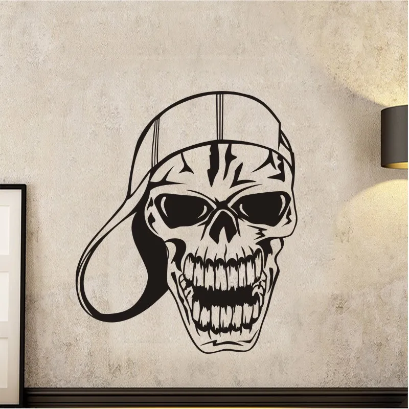 DCTAL Skull Halloween Baseball cap Sticker Punk Death Decal Devil Name Car Art Wall Decals Parede Decor Mural