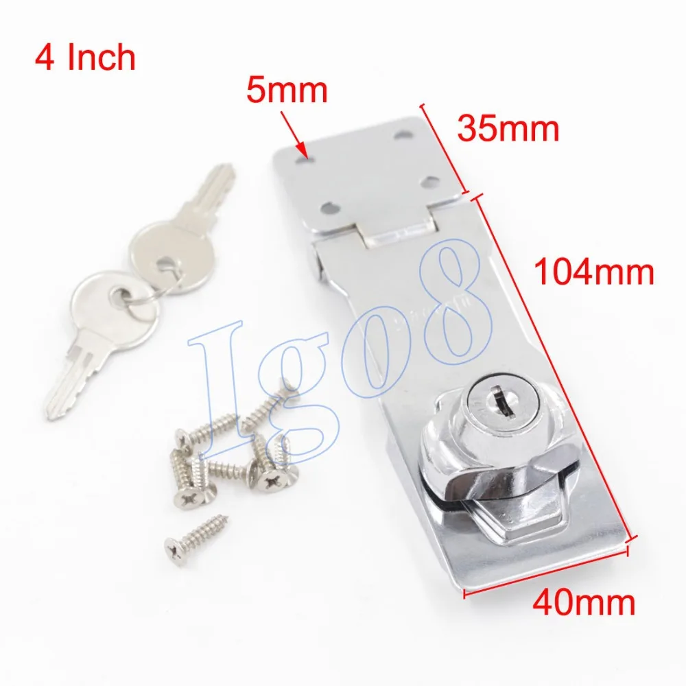 4 Inch Door Holder Closet Door Chrome Plated Metal Keyed Hasp Lock 4