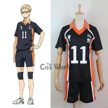 Haikyuu Karasuno цукусима Кэй № 11 форма для средней школы футболка Топы и штаны Спортивная одежда Джерси аниме костюмы для косплея