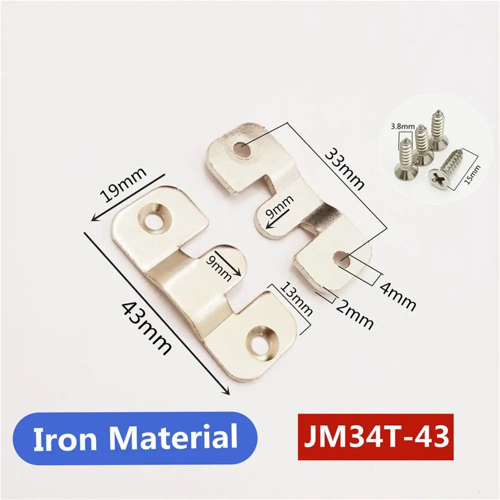 2 шт нержавеющая сталь/железная мебель Соединительная деталь подвесная Пряжка железная кровать подвесной крючок Пряжка зеркальная рама вставка фитинги - Цвет: Iron 43mm With screw
