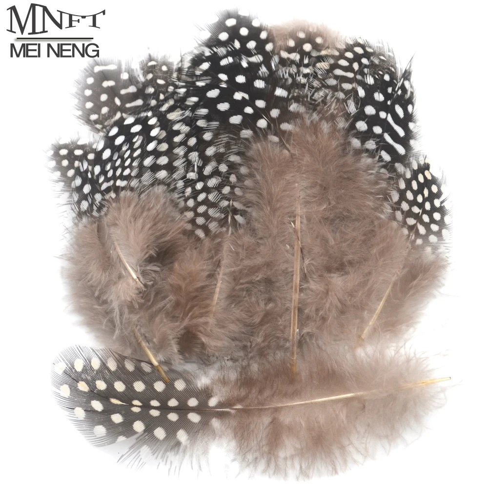 

MNFT 100PCS Natural Black Color Saddles Feather with White Dots Short Flies Wing Making Hairs Fly Tying Materials