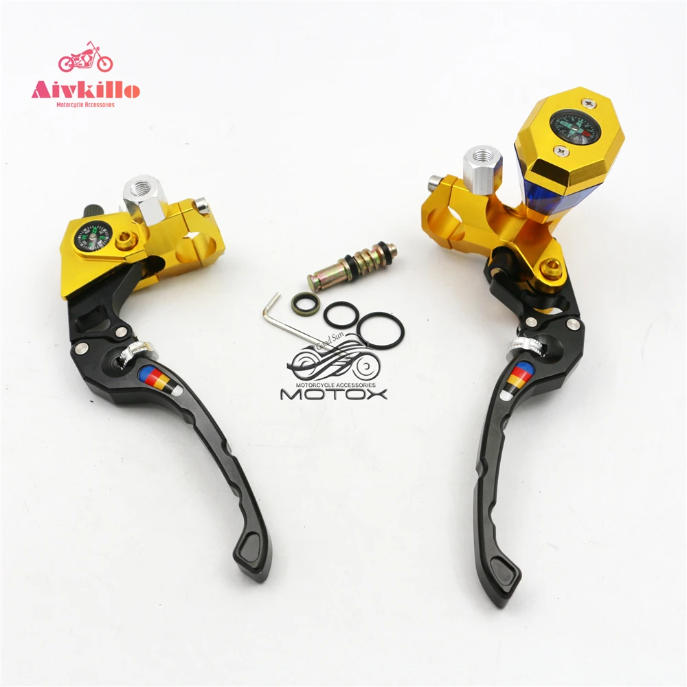 CNC 7/8'' Universal Motorcycle Clutch Brake Levers Master Cylinder