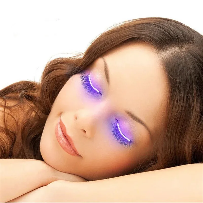 

Fashion Unisex LED Light Fake False Eyelash Luminous Shining Eyelash for Party Bar Makeup Eye Lash Eyelid False Eyelashes 20#626